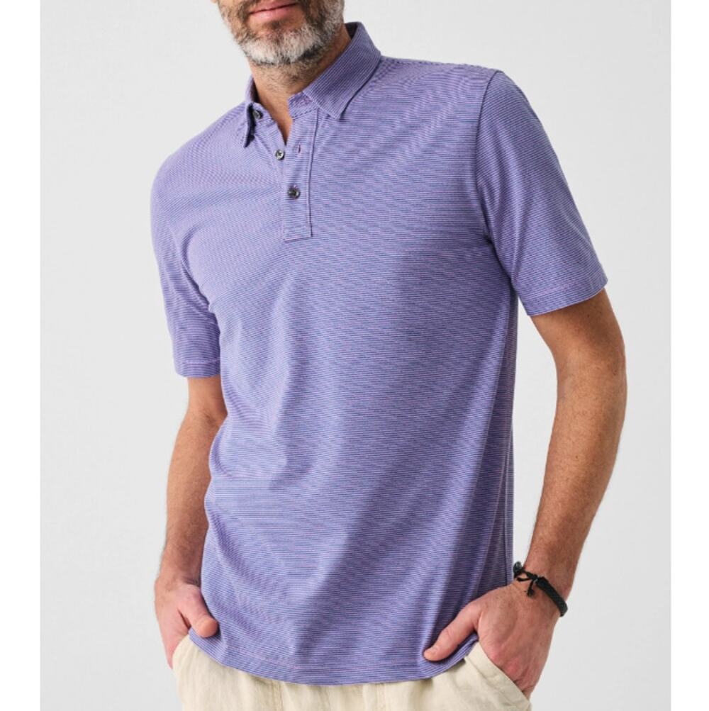 Faherty Men's Island Violet Feeder Short-Sleeve Movement Pique Polo Size S